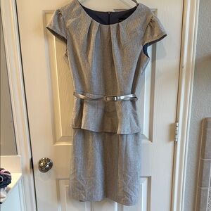 Connected Apparel Gray Belted Dress